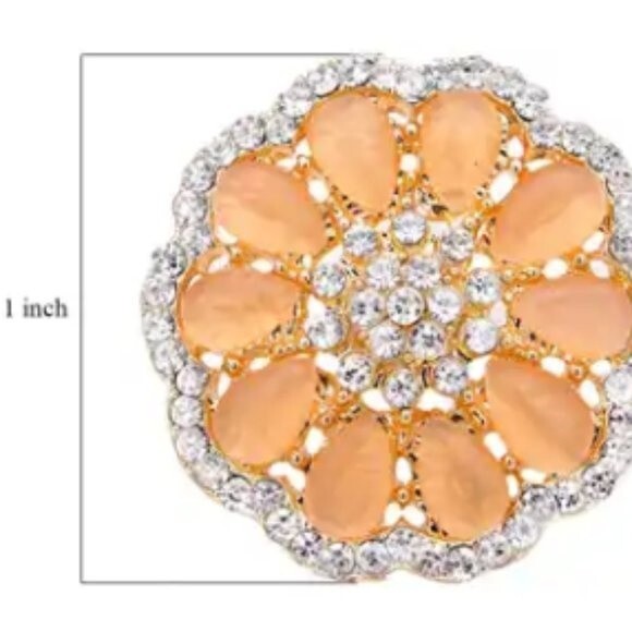 Simulated Champagne Cat's Eye and Austrian Crystal Floral Stud Earrings - Picture 5 of 5